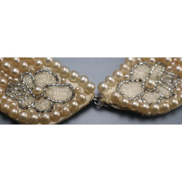 Vintage Glass Beaded Pearl Sweater Collar - Picture 3 of 5